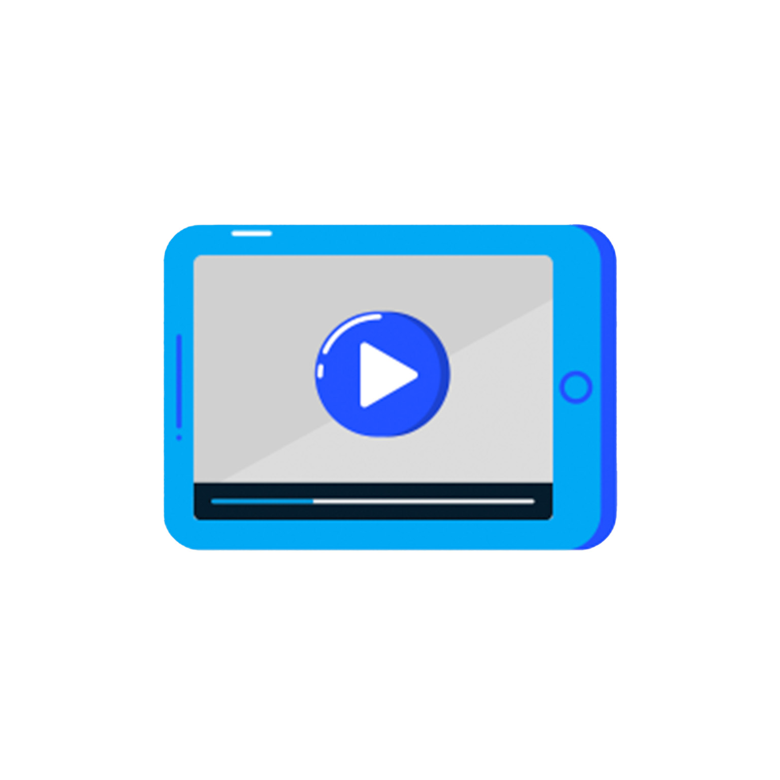 An illustration of a tablet with a video playing on the screen, symbolizing digital learning.